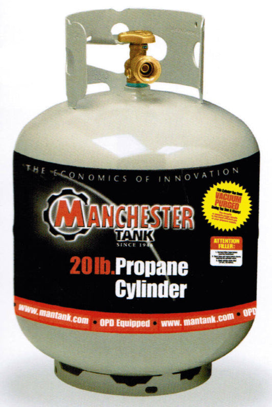 NEW BBQ GRILL PROPANE TANK 20LB 20 LB MANCHESTER LP GAS OPD OVER FILL GENERATOR
