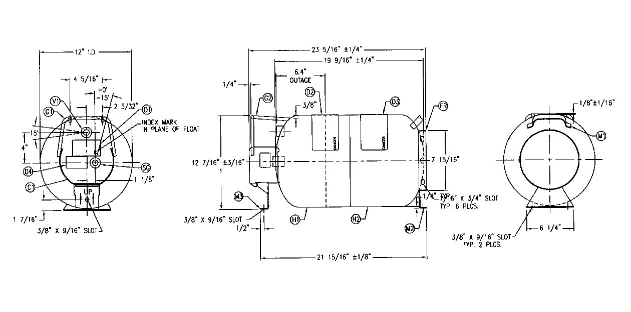 HORIZONTAL PROPANE TANK 30 LB 30LB FRAME MOUNT VAPOR WITHDRAW DIESEL MOTORHOME